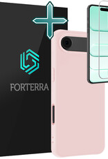 Forterra Forterra iPhone Air Hoesje Siliconen Met Screenprotector Met Dichte Notch - Lichtroze