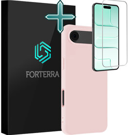 Forterra Forterra iPhone Air Hoesje Siliconen Met Screenprotector Met Dichte Notch - Lichtroze