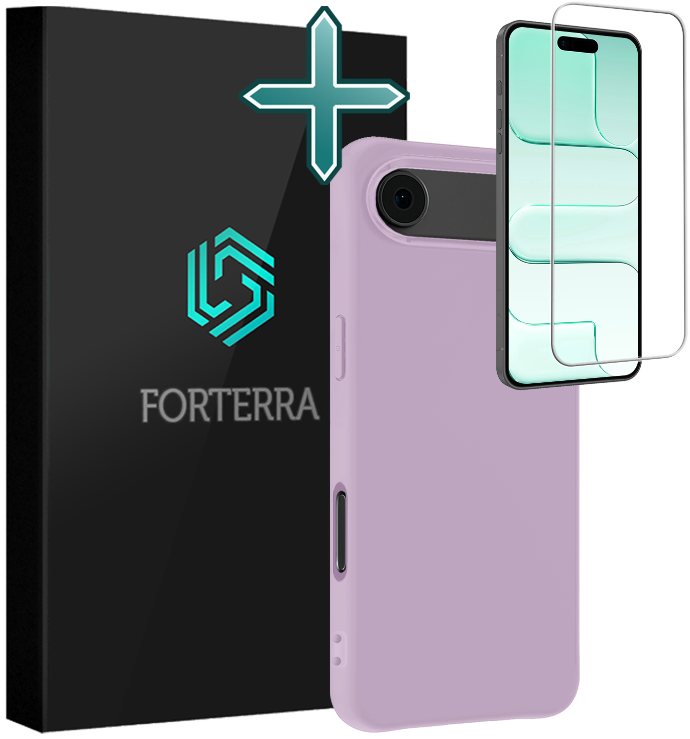 Forterra Forterra iPhone Air Hoesje Siliconen Met Screenprotector Met Dichte Notch - Lila