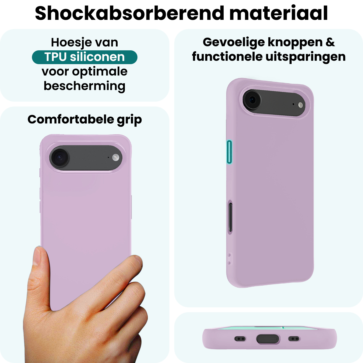 Forterra Forterra iPhone Air Hoesje Siliconen Met Screenprotector Met Dichte Notch - Lila