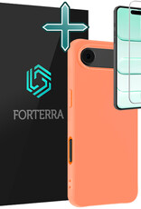 Forterra Forterra iPhone Air Hoesje Siliconen Met Screenprotector Met Dichte Notch - Perzik