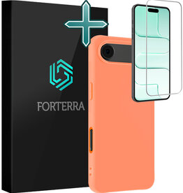 Forterra Forterra iPhone Air Hoesje Siliconen Met Screenprotector Met Dichte Notch - Perzik