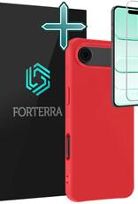 Forterra Forterra iPhone Air Hoesje Siliconen Met Screenprotector Met Dichte Notch - Rood