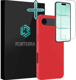 Forterra Forterra iPhone Air Hoesje Siliconen Met Screenprotector Met Dichte Notch - Rood