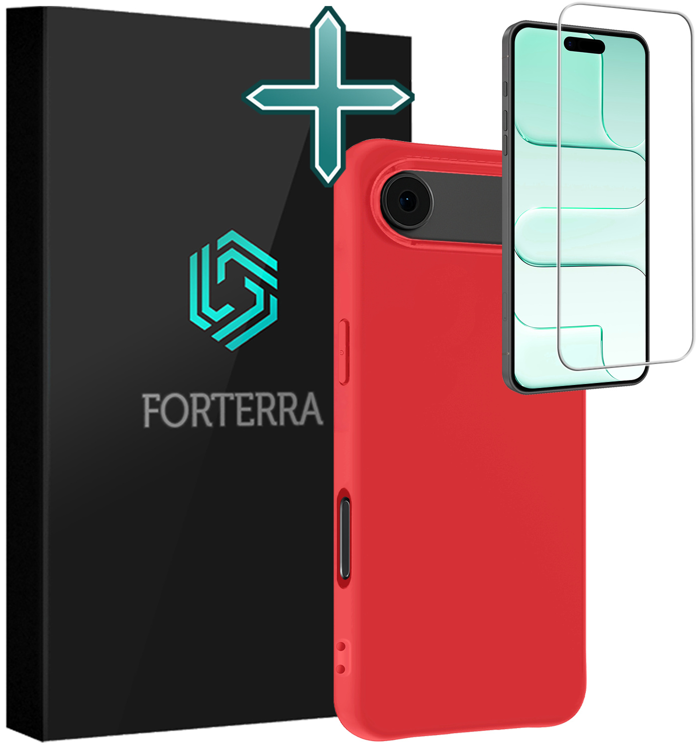 Forterra Forterra iPhone Air Hoesje Siliconen Met Screenprotector Met Dichte Notch - Rood