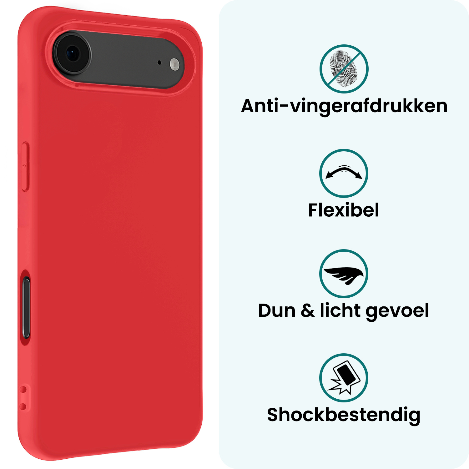Forterra Forterra iPhone Air Hoesje Siliconen Met Screenprotector Met Dichte Notch - Rood