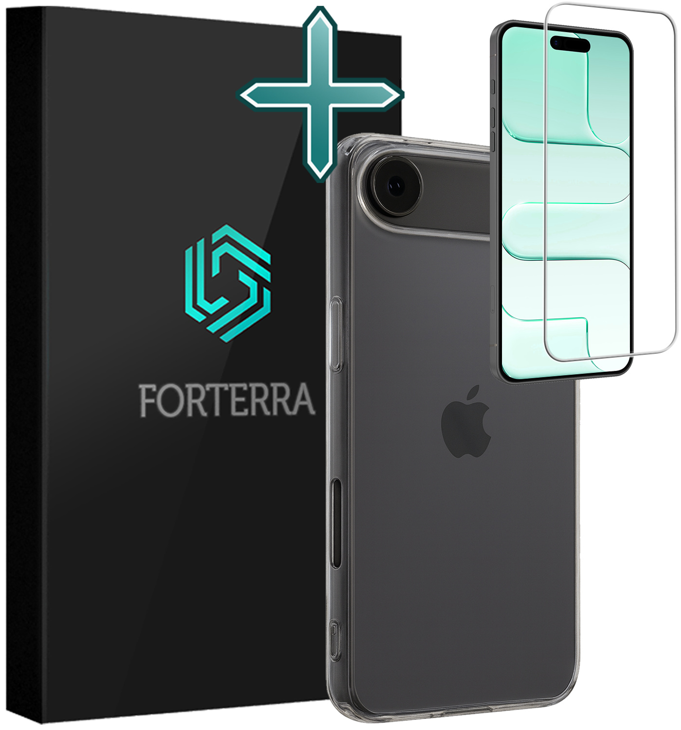Forterra Forterra iPhone Air Hoesje Siliconen Met Screenprotector Met Dichte Notch - Transparant