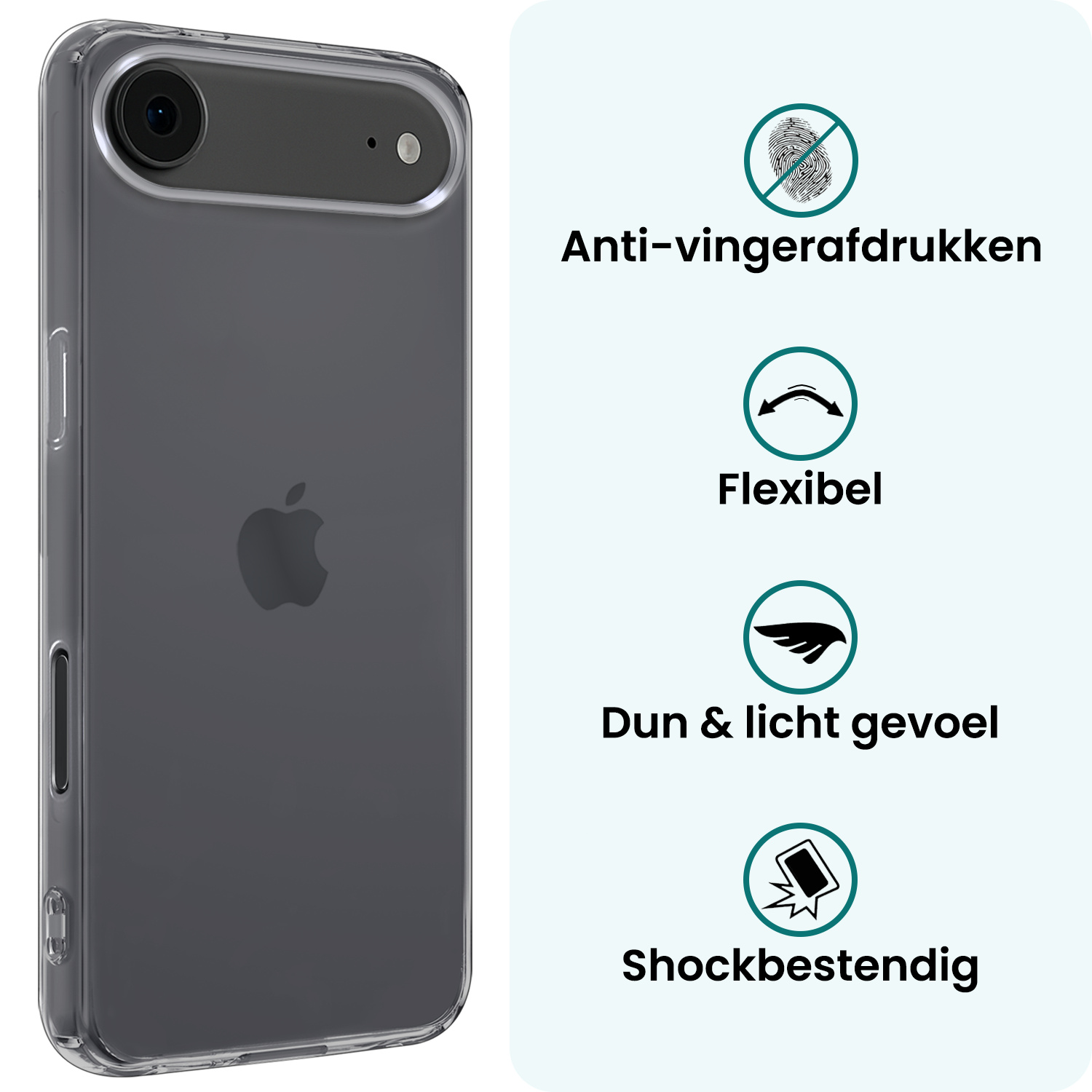 Forterra Forterra iPhone Air Hoesje Siliconen Met Screenprotector Met Dichte Notch - Transparant
