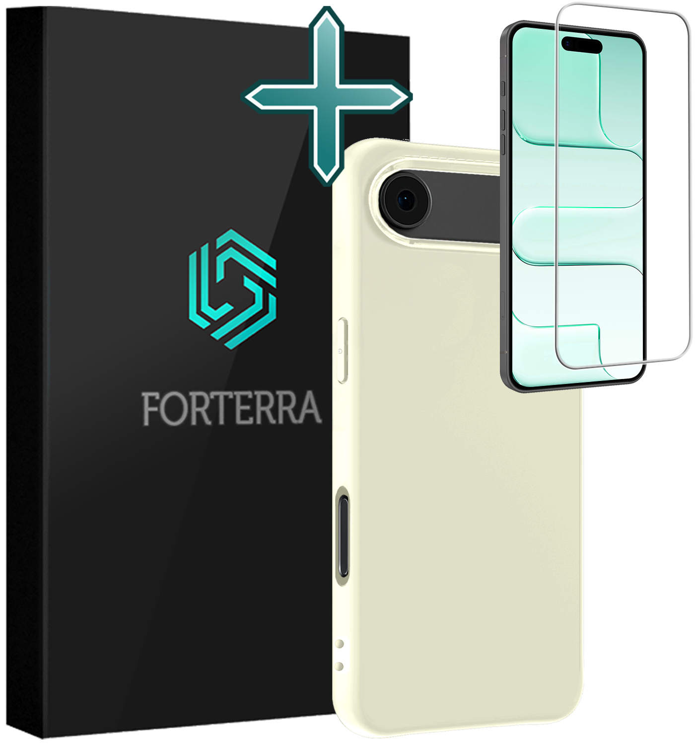 Forterra Forterra iPhone Air Hoesje Siliconen Met Screenprotector Met Dichte Notch - Wit