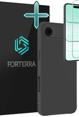 Forterra Forterra iPhone Air Hoesje Siliconen Met Screenprotector Met Dichte Notch - Zwart