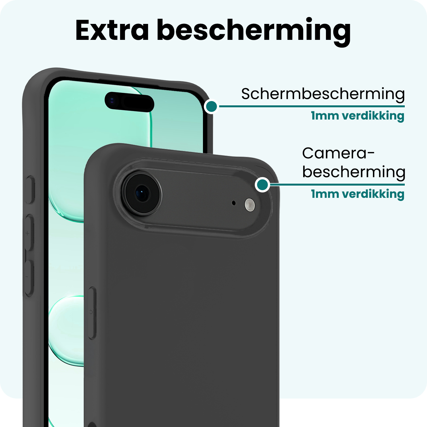 Forterra Forterra iPhone Air Hoesje Siliconen Met Screenprotector Met Dichte Notch - Zwart