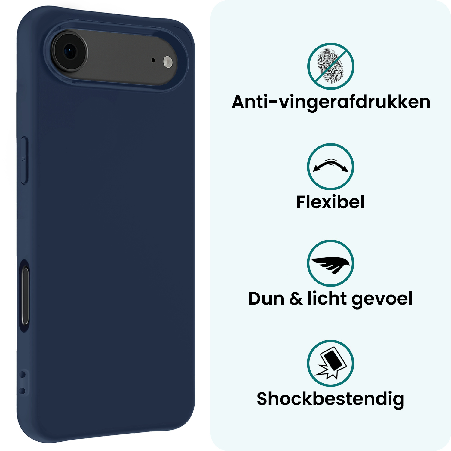 Forterra Forterra iPhone Air Hoesje Siliconen Met 2x Screenprotector Met Dichte Notch - Donkerblauw
