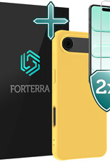 Forterra Forterra iPhone Air Hoesje Siliconen Met 2x Screenprotector Met Dichte Notch - Geel