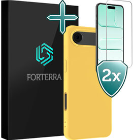 Forterra Forterra iPhone Air Hoesje Siliconen Met 2x Screenprotector Met Dichte Notch - Geel