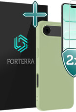 Forterra Forterra iPhone Air Hoesje Siliconen Met 2x Screenprotector Met Dichte Notch - Groen