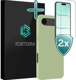 Forterra Forterra iPhone Air Hoesje Siliconen Met 2x Screenprotector Met Dichte Notch - Groen