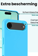Forterra Forterra iPhone Air Hoesje Siliconen Met 2x Screenprotector Met Dichte Notch - Lichtblauw