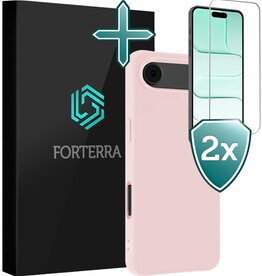 Forterra Forterra iPhone Air Hoesje Siliconen Met 2x Screenprotector Met Dichte Notch - Lichtroze