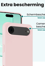 Forterra Forterra iPhone Air Hoesje Siliconen Met 2x Screenprotector Met Dichte Notch - Lichtroze