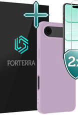 Forterra Forterra iPhone Air Hoesje Siliconen Met 2x Screenprotector Met Dichte Notch - Lila