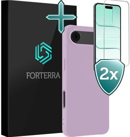 Forterra Forterra iPhone Air Hoesje Siliconen Met 2x Screenprotector Met Dichte Notch - Lila