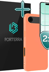 Forterra Forterra iPhone Air Hoesje Siliconen Met 2x Screenprotector Met Dichte Notch - Perzik