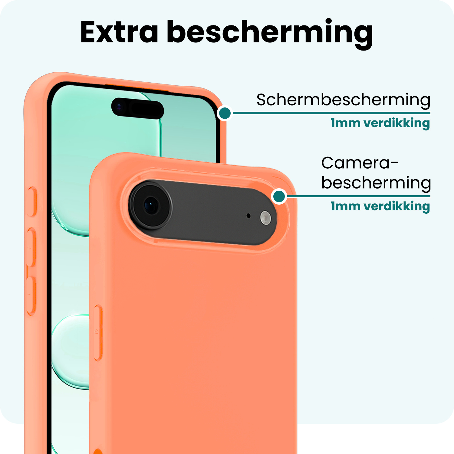 Forterra Forterra iPhone Air Hoesje Siliconen Met 2x Screenprotector Met Dichte Notch - Perzik