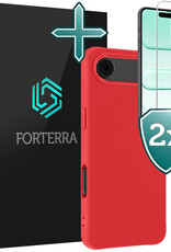 Forterra Forterra iPhone Air Hoesje Siliconen Met 2x Screenprotector Met Dichte Notch - Rood