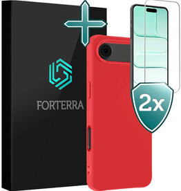 Forterra Forterra iPhone Air Hoesje Siliconen Met 2x Screenprotector Met Dichte Notch - Rood