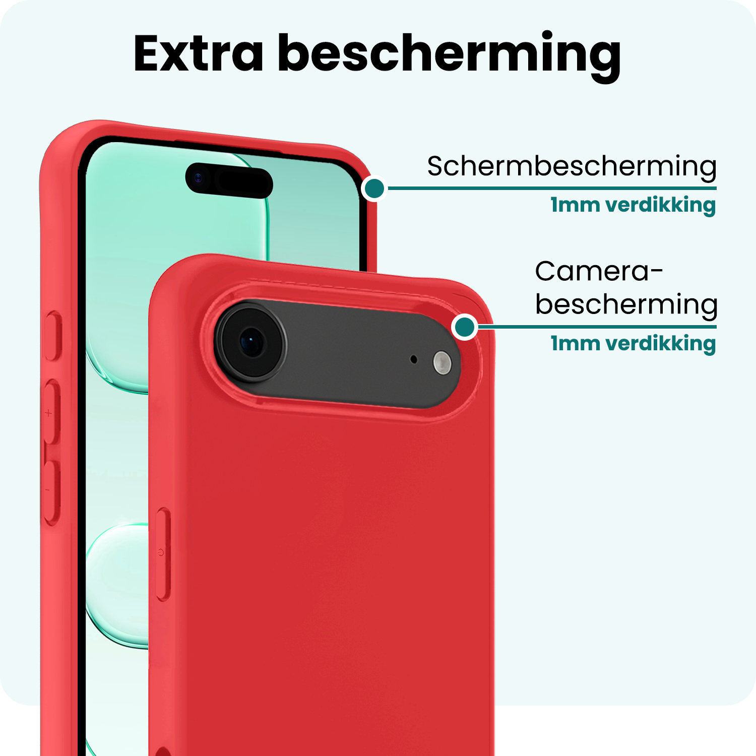 Forterra Forterra iPhone Air Hoesje Siliconen Met 2x Screenprotector Met Dichte Notch - Rood