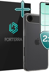 Forterra Forterra iPhone Air Hoesje Siliconen Met 2x Screenprotector Met Dichte Notch - Transparant