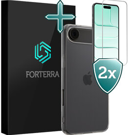 Forterra Forterra iPhone Air Hoesje Siliconen Met 2x Screenprotector Met Dichte Notch - Transparant