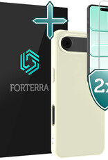 Forterra Forterra iPhone Air Hoesje Siliconen Met 2x Screenprotector Met Dichte Notch - Wit