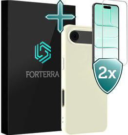 Forterra Forterra iPhone Air Hoesje Siliconen Met 2x Screenprotector Met Dichte Notch - Wit