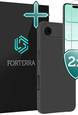 Forterra Forterra iPhone Air Hoesje Siliconen Met 2x Screenprotector Met Dichte Notch - Zwart