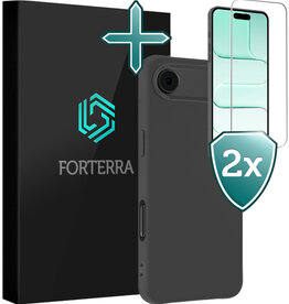 Forterra Forterra iPhone Air Hoesje Siliconen Met 2x Screenprotector Met Dichte Notch - Zwart