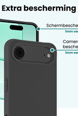 Forterra Forterra iPhone Air Hoesje Siliconen Met 2x Screenprotector Met Dichte Notch - Zwart