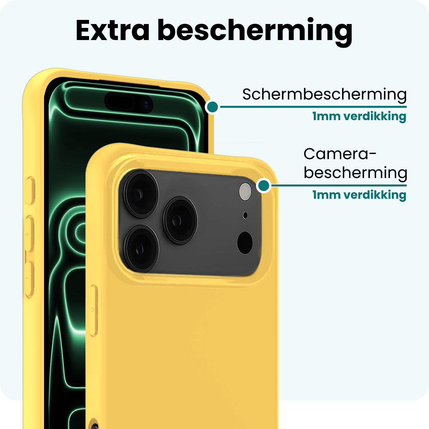 Forterra Forterra iPhone 17 Pro Hoesje Siliconen - Geel