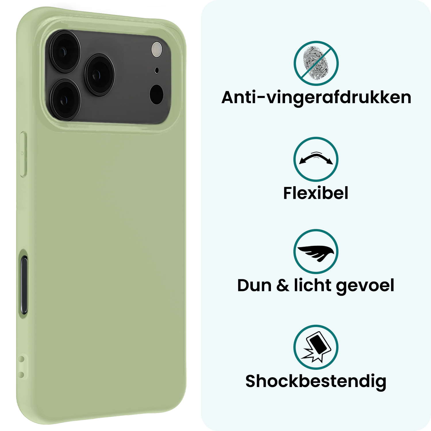 Forterra Forterra iPhone 17 Pro Hoesje Siliconen - Groen