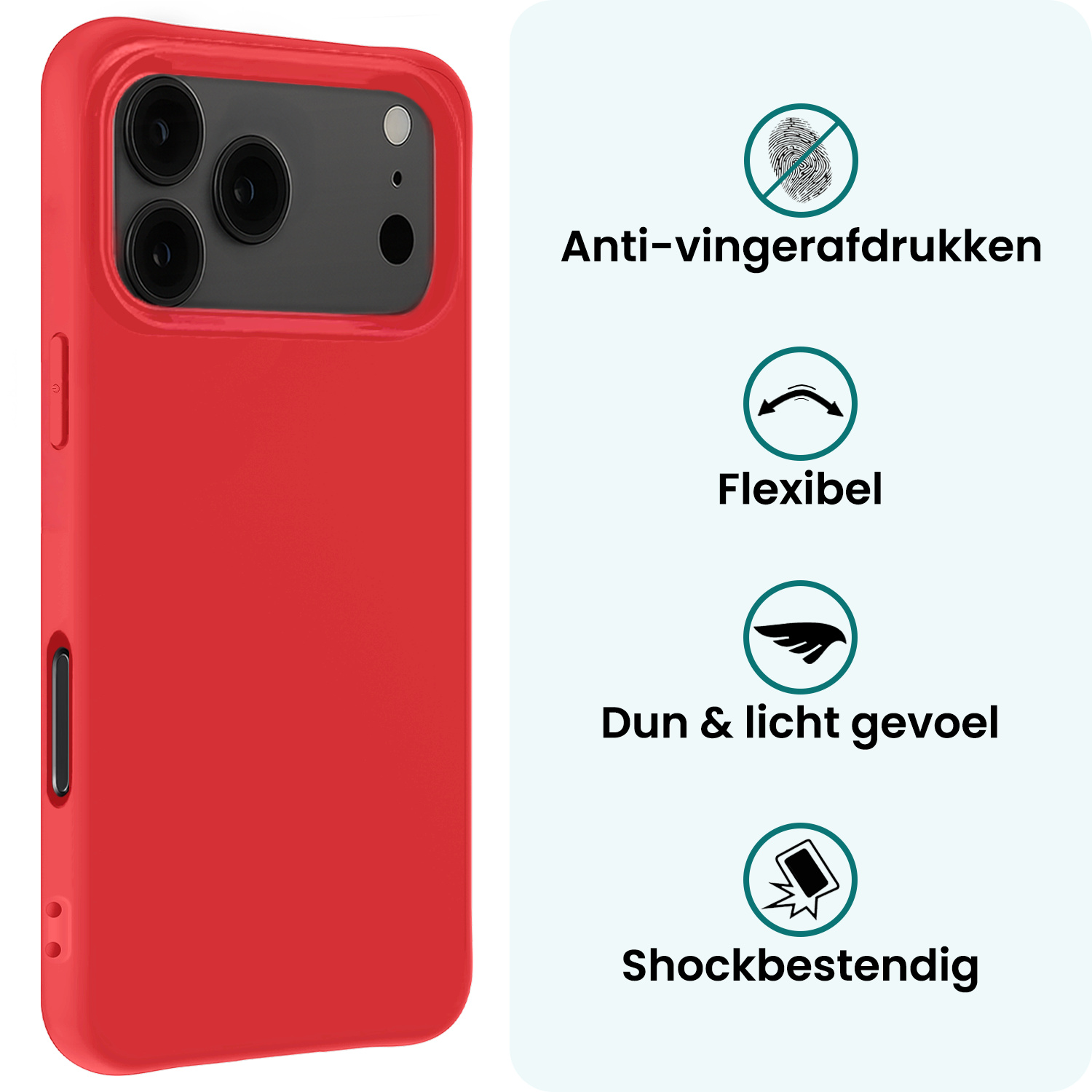 Forterra Forterra iPhone 17 Pro Hoesje Siliconen - Rood