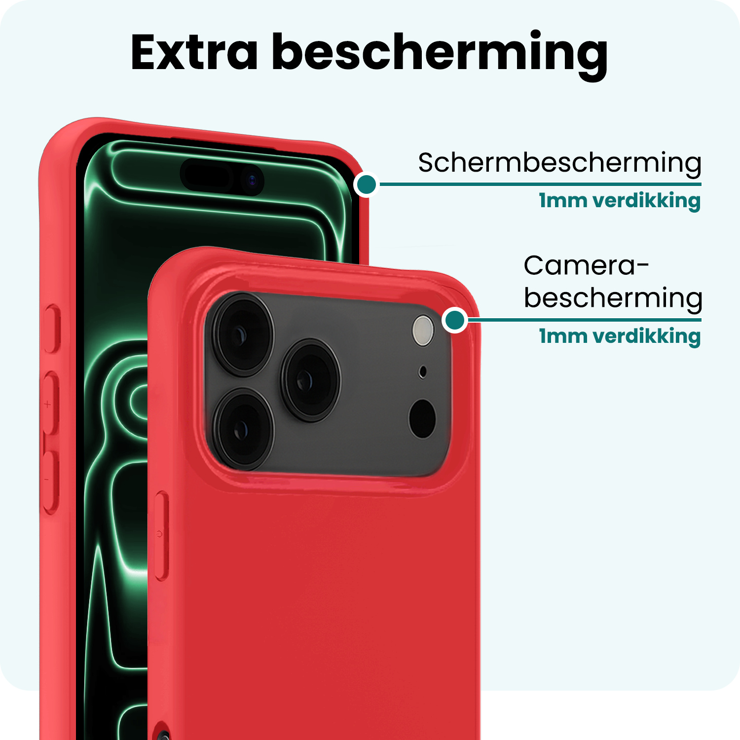 Forterra Forterra iPhone 17 Pro Hoesje Siliconen - Rood