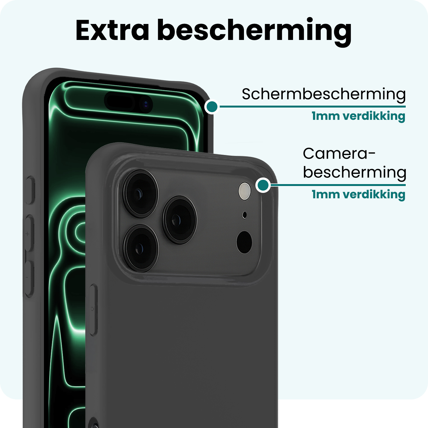 Forterra Forterra iPhone 17 Pro Hoesje Siliconen - Zwart