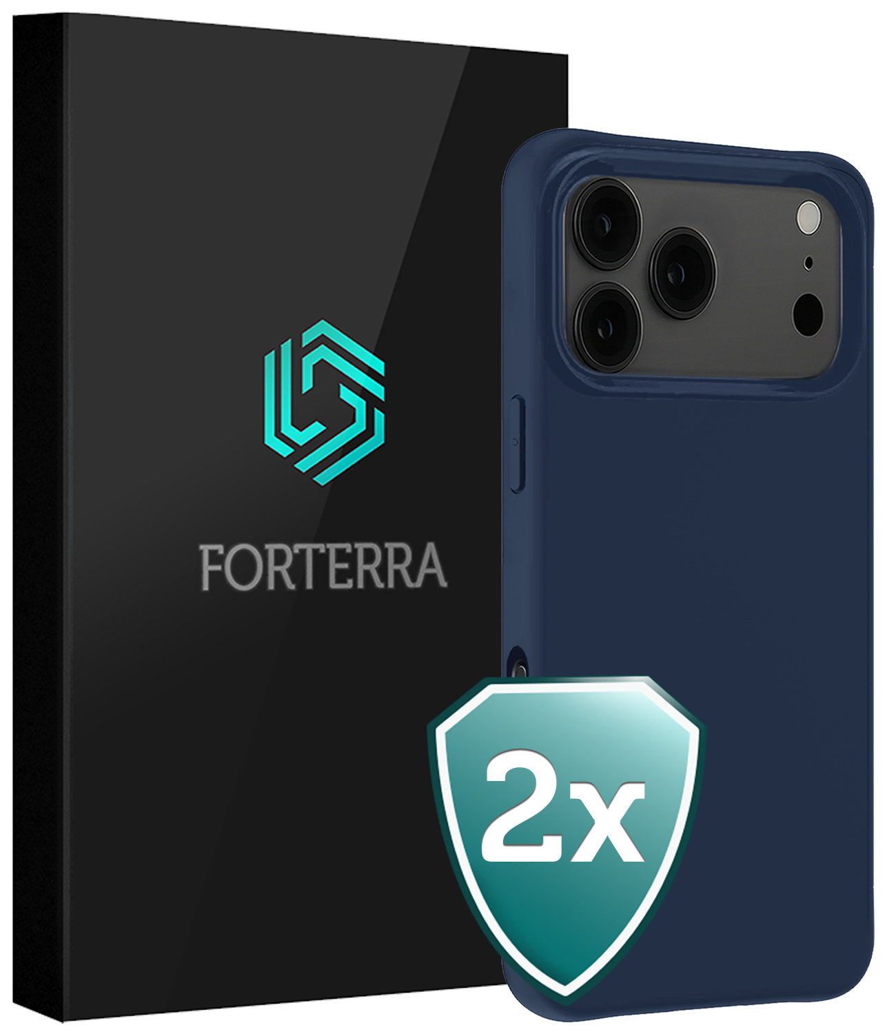 Forterra Forterra iPhone 17 Pro Hoesje Siliconen - Donkerblauw - 2 PACK