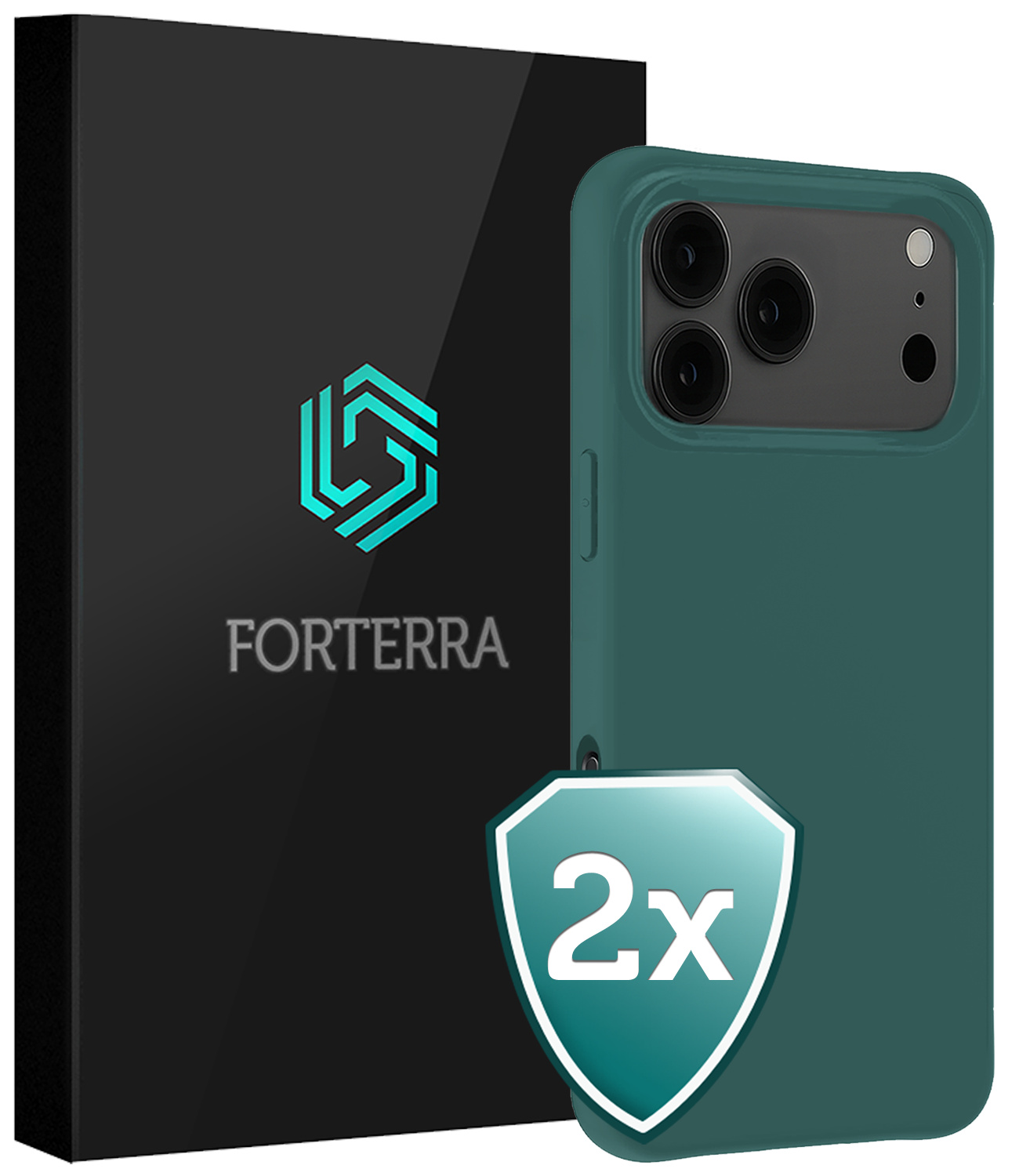 Forterra Forterra iPhone 17 Pro Hoesje Siliconen - Donkergroen - 2 PACK