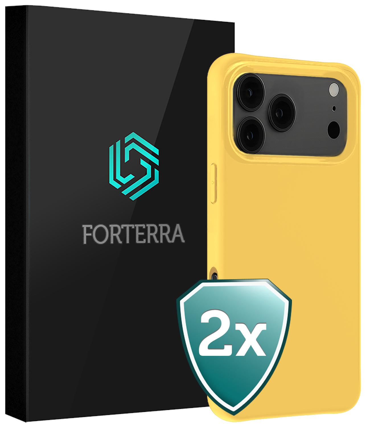 Forterra Forterra iPhone 17 Pro Hoesje Siliconen - Geel - 2 PACK