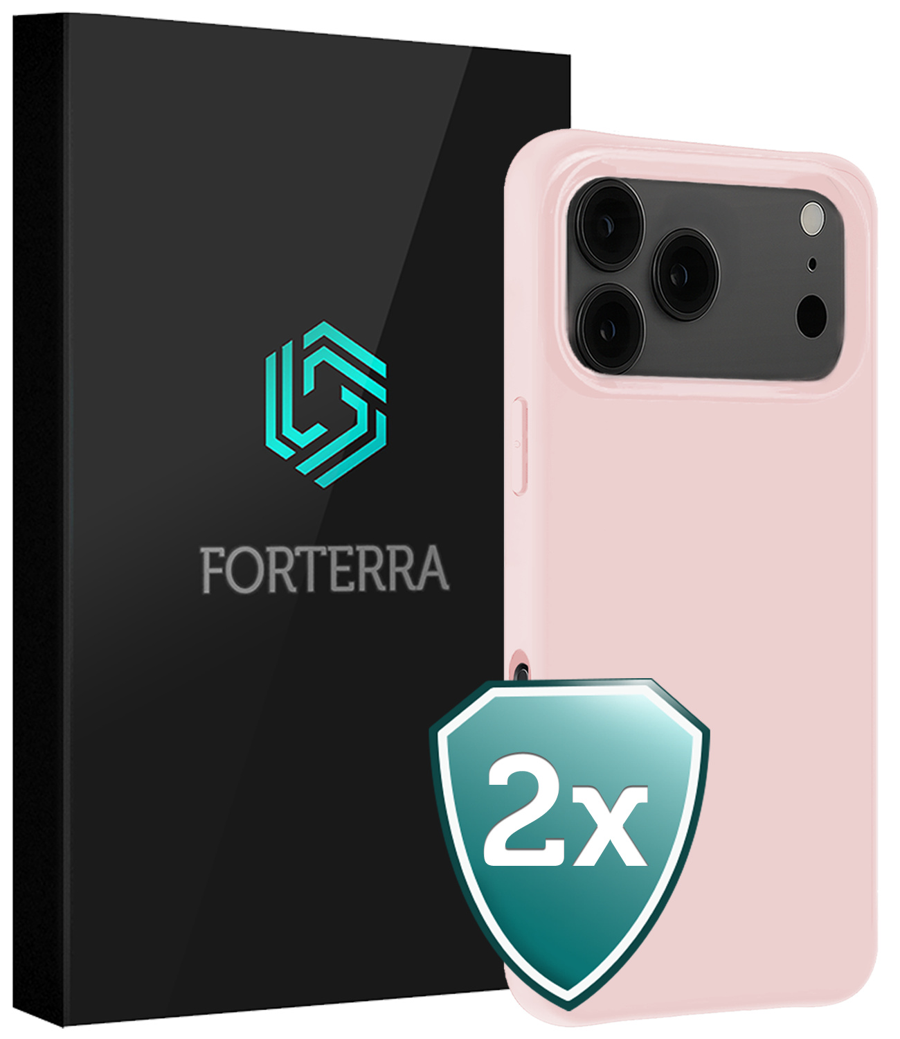 Forterra Forterra iPhone 17 Pro Hoesje Siliconen - Lichtroze - 2 PACK