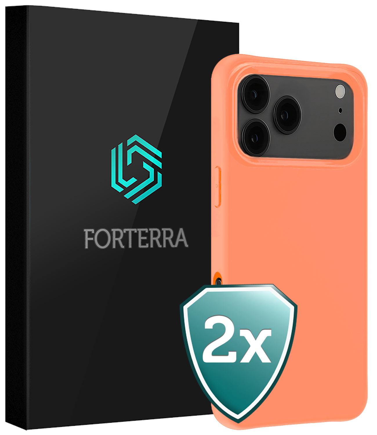 Forterra Forterra iPhone 17 Pro Hoesje Siliconen - Perzik - 2 PACK