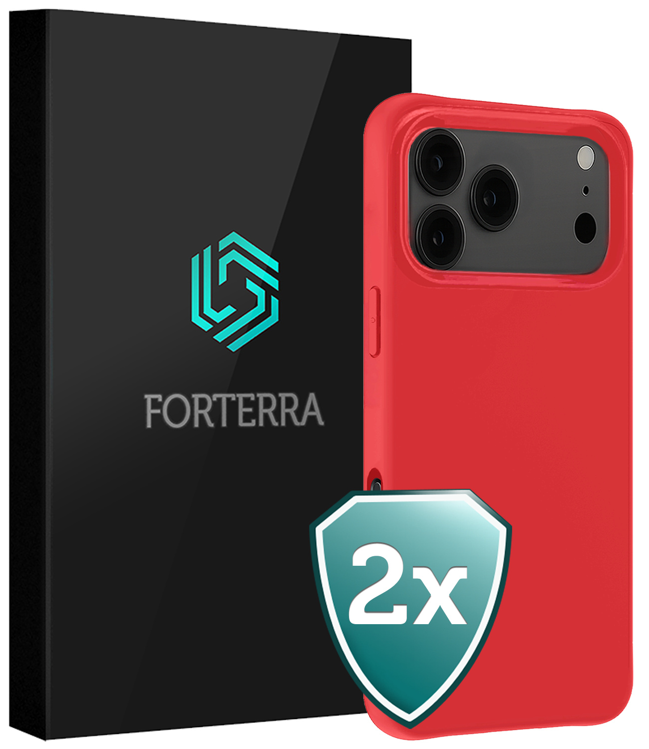Forterra Forterra iPhone 17 Pro Hoesje Siliconen - Rood - 2 PACK