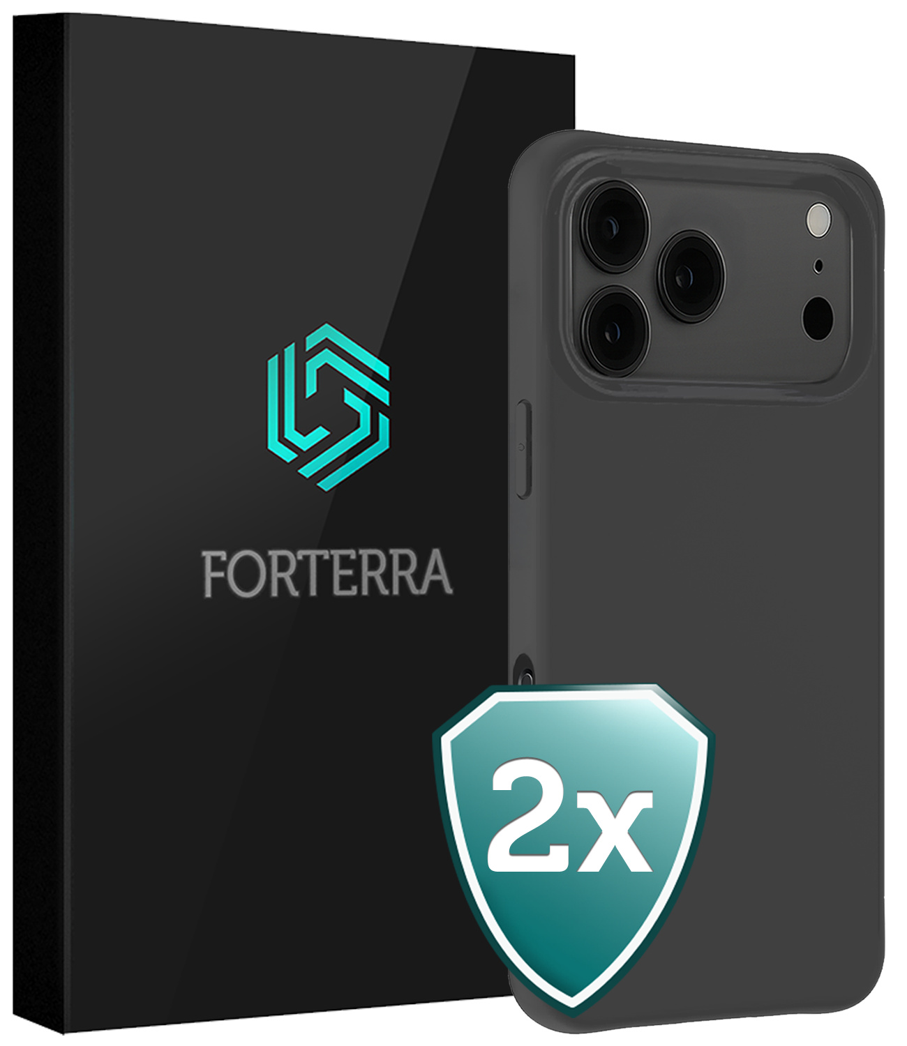 Forterra Forterra iPhone 17 Pro Hoesje Siliconen - Zwart - 2 PACK