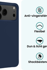 Forterra Forterra iPhone 17 Pro Hoesje Siliconen Met Screenprotector Met Dichte Notch - Donkerblauw